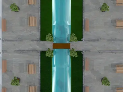 3D Park Model picnic area with benches and trees 3D model