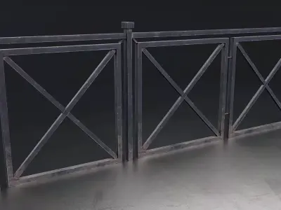 Metal Crossbar Fence Gate Low-poly 3D model