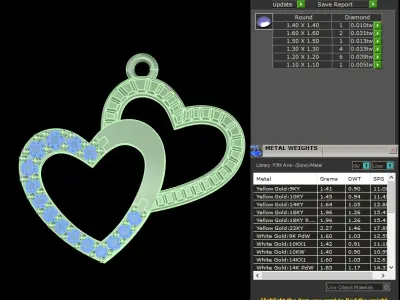 light weight yellow gold  diamond pendent -DOC-P8111 3D print model