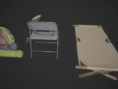 Camping Equipment Low-poly 3D model