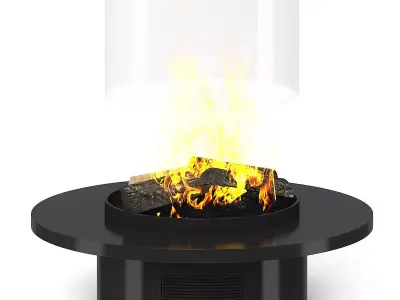 Round Metal Fireplace 3 3D model