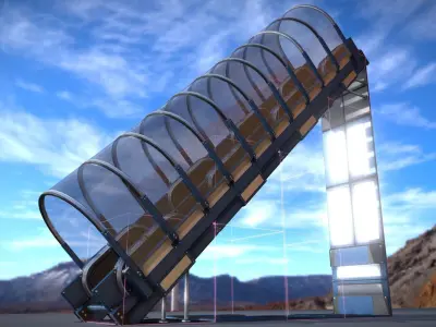 Sci-Fi Stairs Collection Blue Version Low-poly 3D model