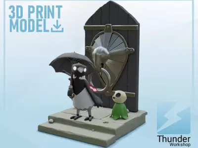 Deaths Door Crow - 3D PRINTABLE STATUE 3D print model 3D print model