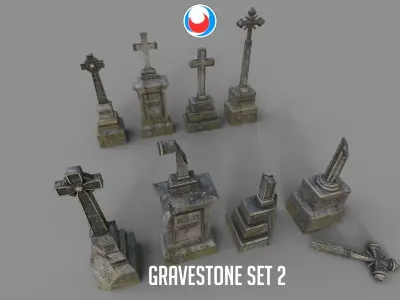 Cemetery tombstones collection 3D Model Pack