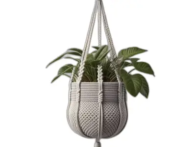 Macrame Hanging Plant with Pot Low-poly 3D model