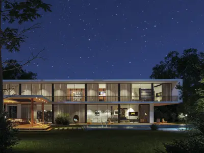 Exterior Night Scene 3D model  3D model