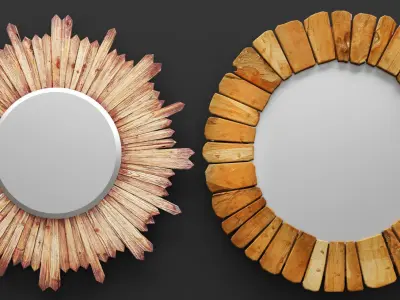 Mirror set 3D 5 sunburst 3D model