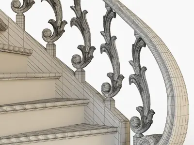 Stairs two spiral staircases 3D model