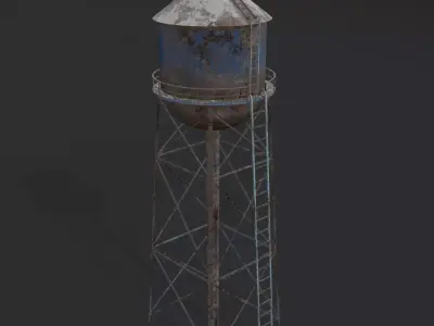 Old water tower Free low-poly 3D model
