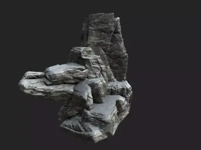 Snowy Cliff Rock 002 Low-poly 3D model