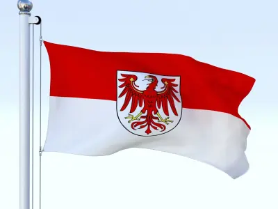 Animated Brandenburg German State Flag Low-poly 3D model