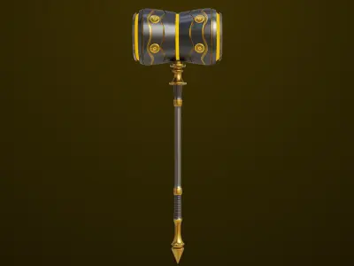 Sci Fi Battle Hammer 03 All PBR Unity UE Textures Included Low-poly 3D model