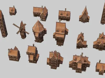 Medieval Buildings  Pack Low-poly 3D model