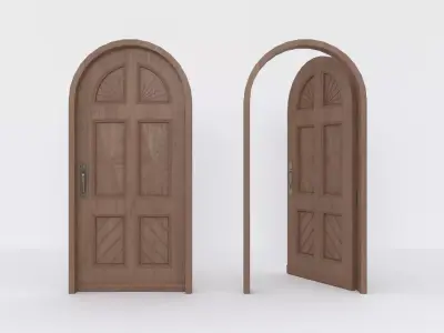 Vintage Wooden Door Low-poly 3D model