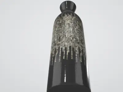  Mother of Pearl Inlay Lacquer Tall Floor Vase Handcrafted 3D model