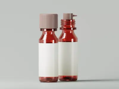 Brown Liquid Glass Medicine Bottle 3D Model Low-poly 3D model
