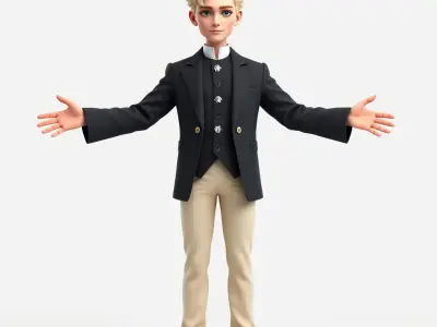 Elegant Young Male Character Rigged and Animated for Games Low-poly 3D model