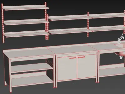 Neutral equipment for professional kitchen  3D model