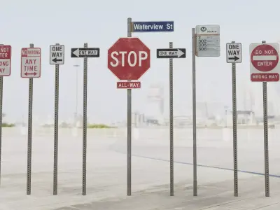 Urban City Street Signs Bundle 3D model