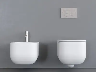 Esedra by SDR Ceramiche Revolution Wall-hung bidet and toilet 3D model