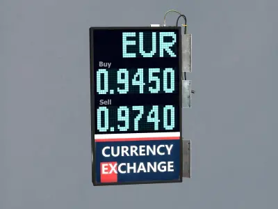 Editable Exchange Rate Board Low-poly 3D model