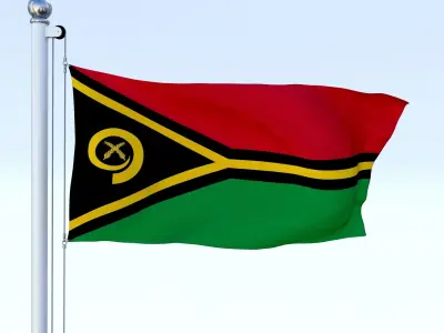 Animated Vanuatu Flag Low-poly 3D model