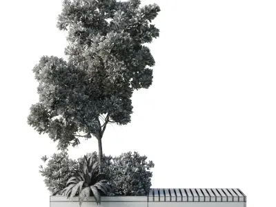 Urban Environment Urban Furniture Green Benches Low-poly 3D model