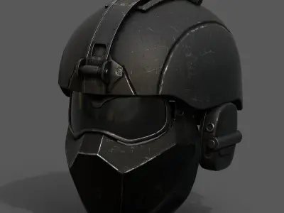 Helmet military combat space scifi cyborg cyberpunk  Low-poly 3D model