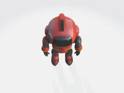 Lowpoly robot fireman Low-poly 3D model