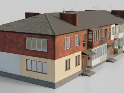 Two-Story Apartment Building Brick 3D model