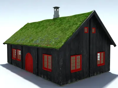 Faroe Island House Low Poly 3d Model Low-poly 3D model