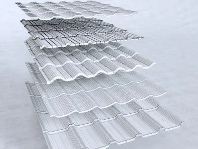 Tiling different colored tile roofs 3D model