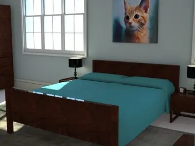 Complete bedroom 1 Low-poly 3D model