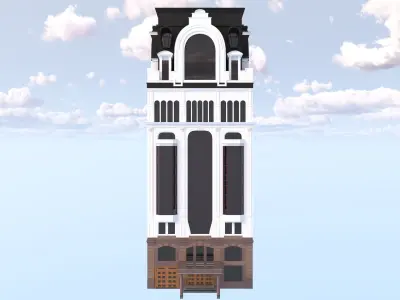 Modern residential building for the European Street 5 Low-poly 3D model