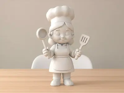 Cartoon Chef Woman 3D Printable 3D print model