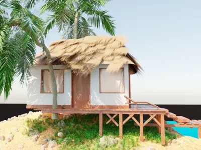 small island made with blender 3D model