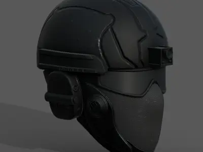 Helmet scifi military combat futuristic technology  Low-poly 3D model