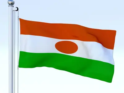 Animated Niger Flag Low-poly 3D model