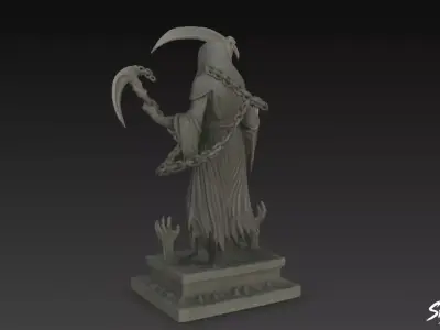 Death Reaper Statue Chain Pose Low-poly 3D model