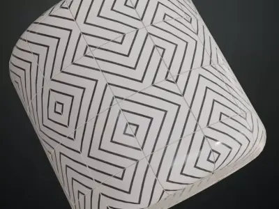 Modern Glossy White and Black Linear Diamond Pattern Tiles PBR  Texture