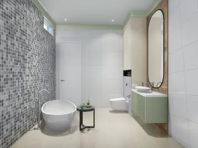 Bathroom interior concept Low-poly 3D model