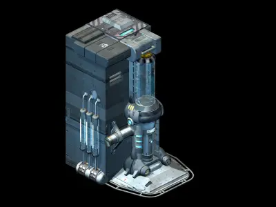 Sci Fi Building-Connection Wall 04 3D model
