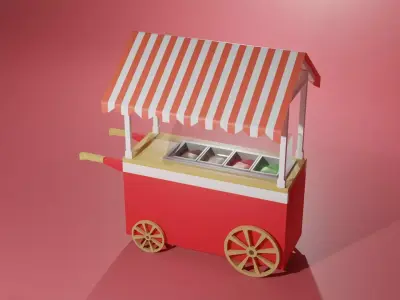 Ice Cream Stand Low-poly 3D model