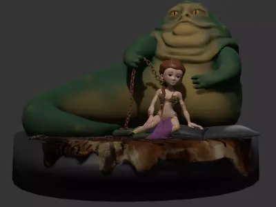 Leia Slave and Jabba the Hutt 3D model