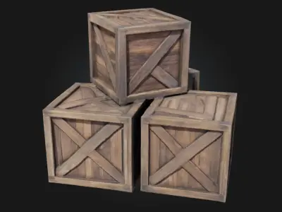 Stacked Wooden Crates  Classic Storage Solution 3D model