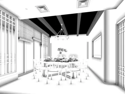 Business Restaurant - Coffee - Banquet  61 3D model