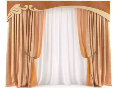 Curtain orange and 3D model