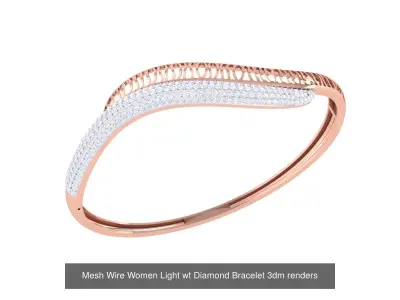 23 Mesh Wire Women Light wt Diamond Bracelet 3dm renders 3D Model Pack