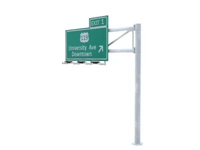 Highway Sign 06 Low-poly 3D model