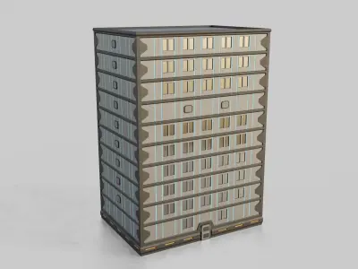 Sci-Fi High Rise Building Set Low-poly 3D model